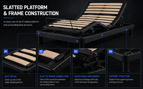 E1 slatted platform and frame construction details