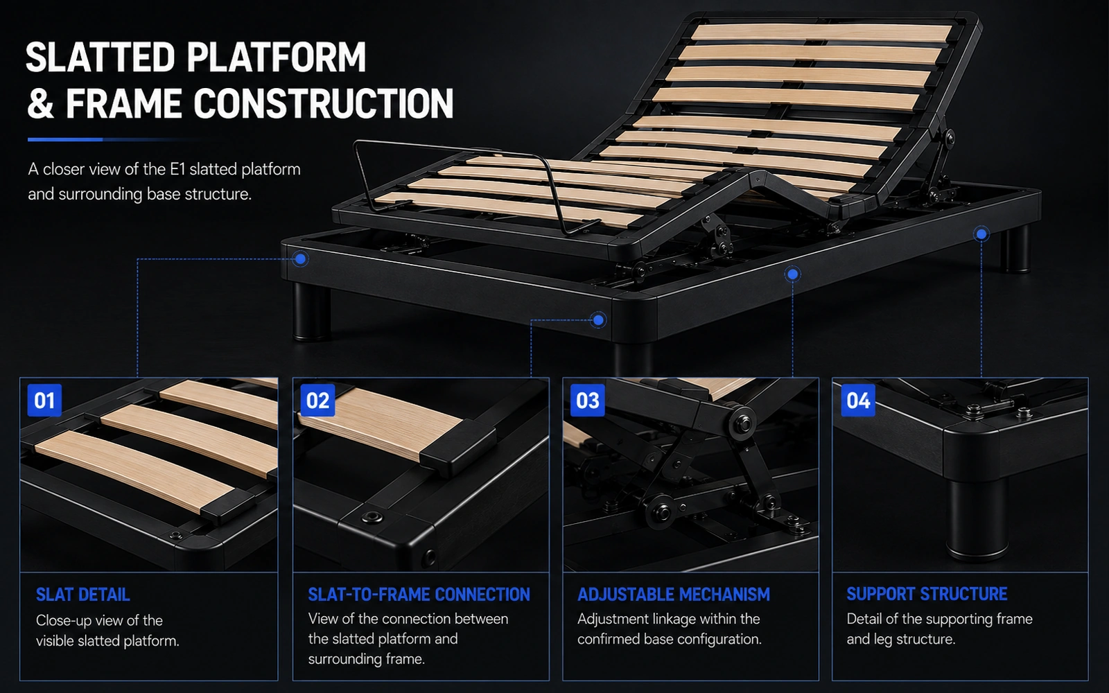 E1 slatted platform and frame construction details
