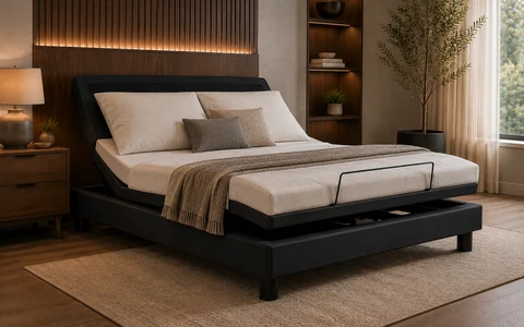 E2 American-style adjustable bed base integrated into a modern bedroom
