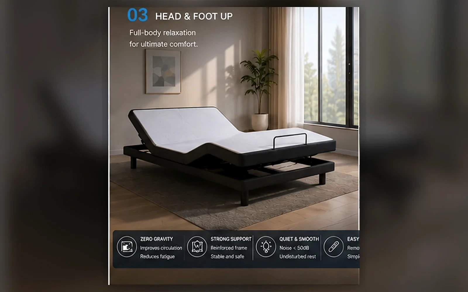 E2 American-Style Adjustable Bed Base product view 3