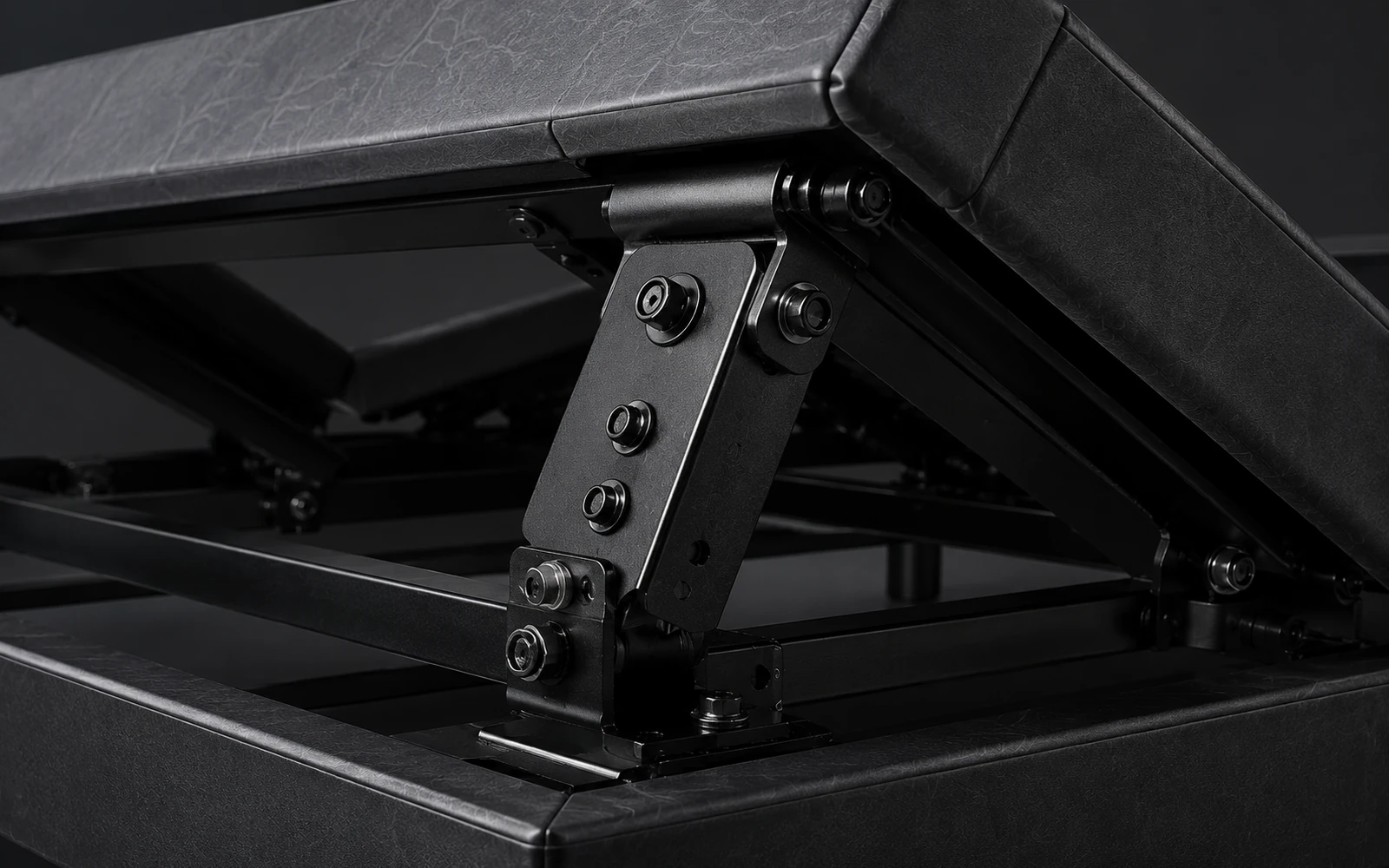 Close-up of the E3 foldable adjustable bed base folding joint