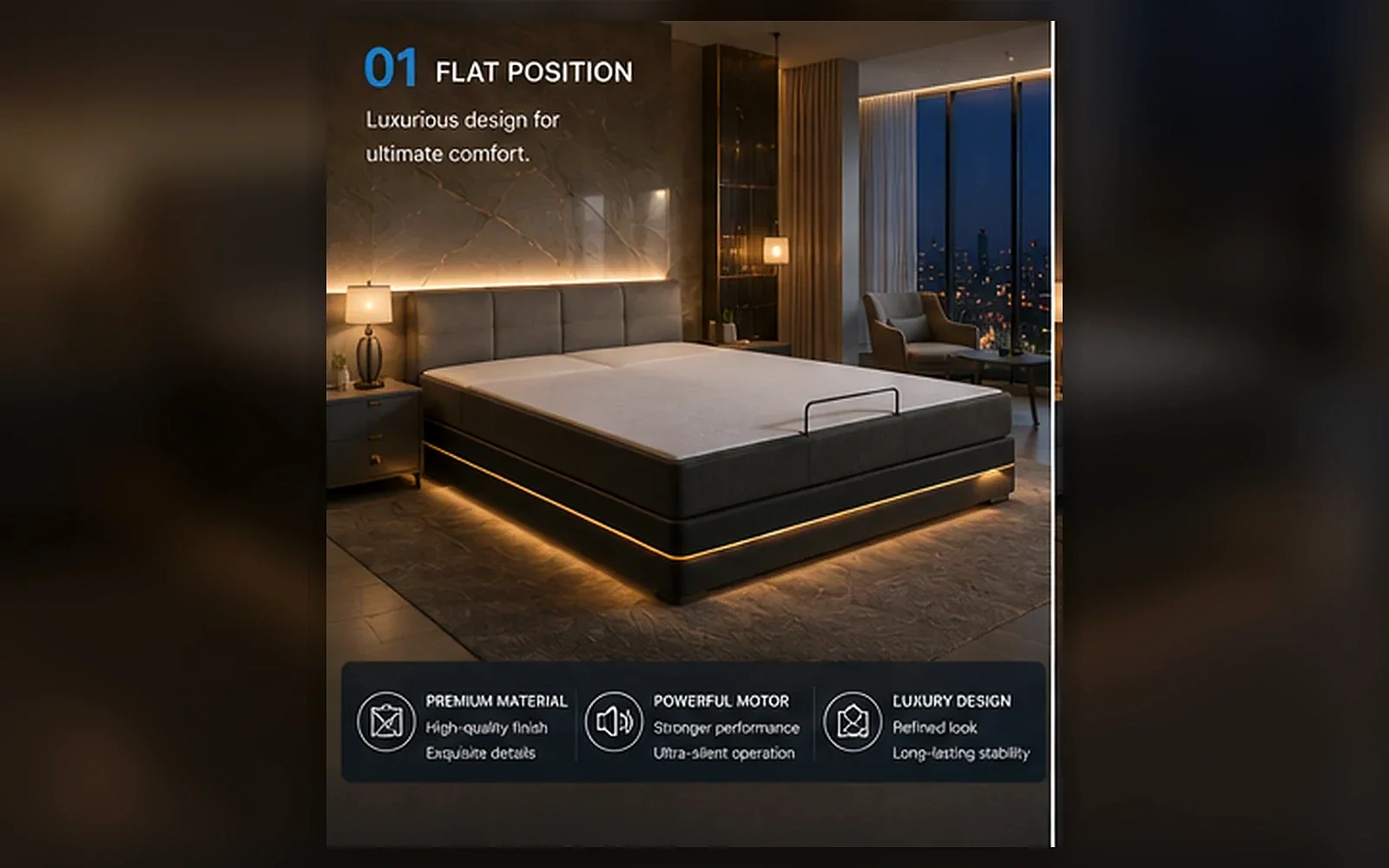 E3 Foldable Adjustable Bed Base product view 1