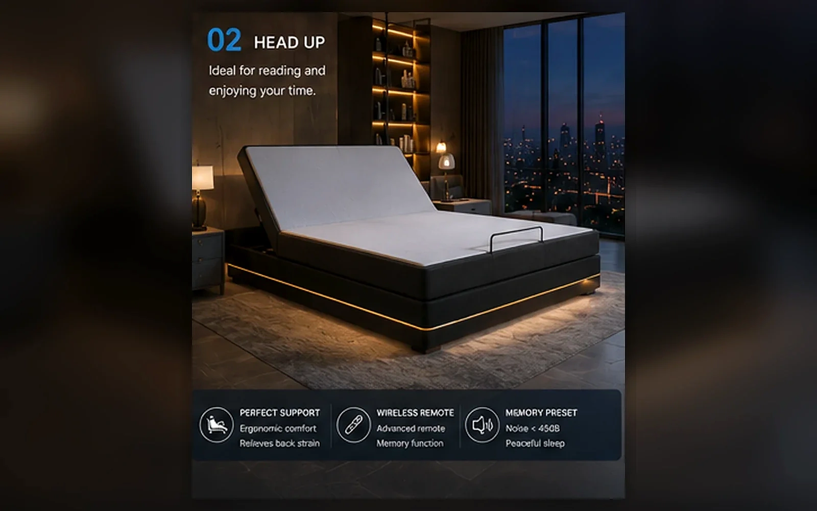 E3 Foldable Adjustable Bed Base product view 2