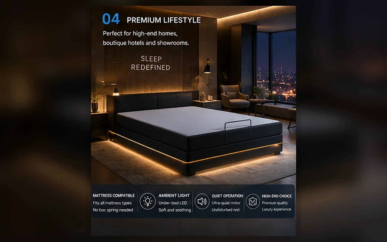 E3 Foldable Adjustable Bed Base product view 4