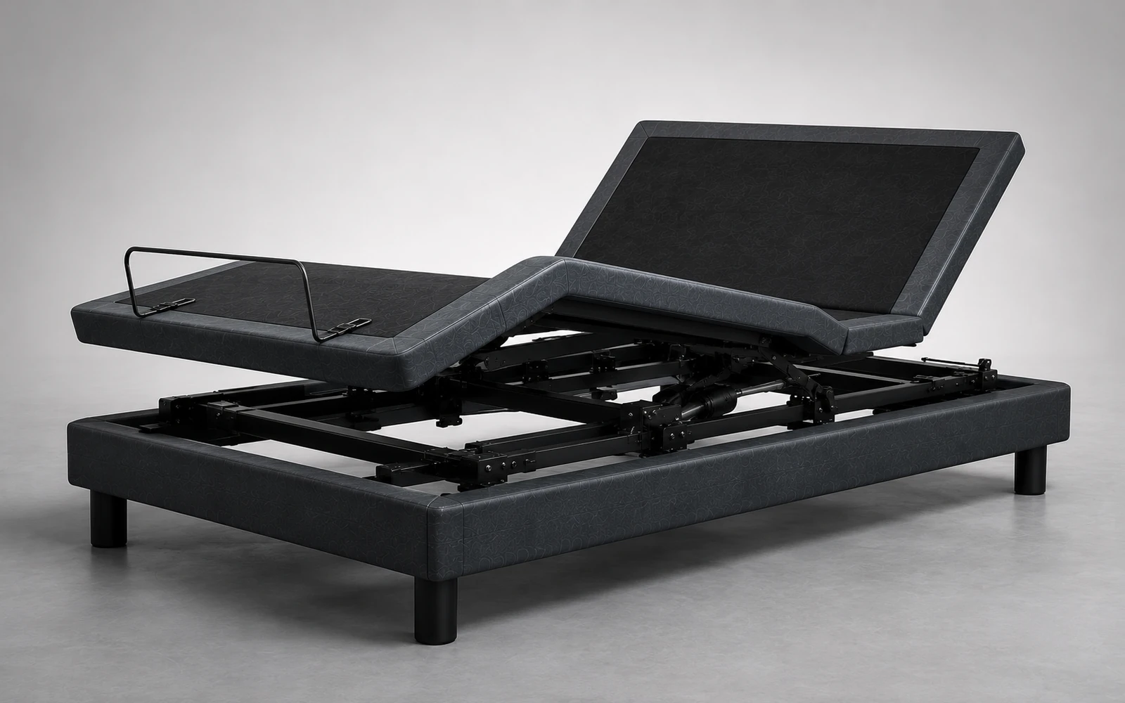 E4 sliding-style adjustable bed base shown in a technical studio view