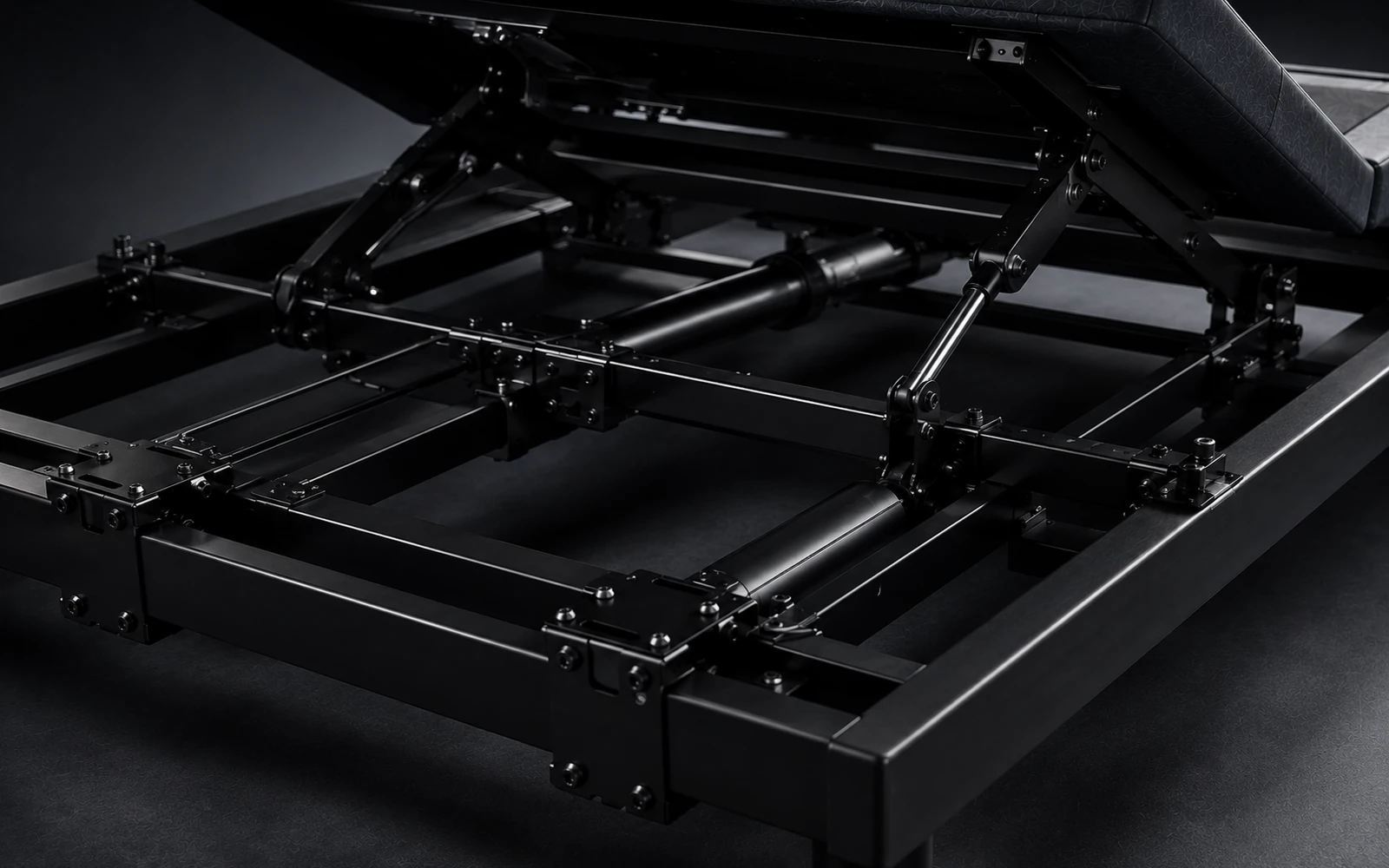 Close-up of E4 adjustable bed base under-frame construction