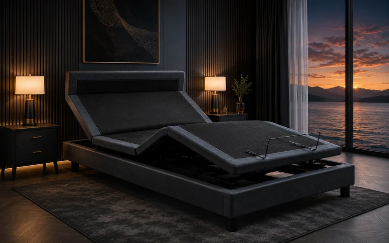 E4 Sliding Style adjustable bed base in a premium bedroom setting