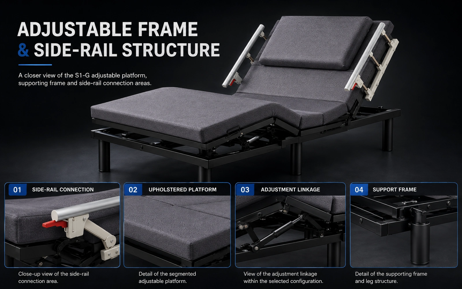 S1-G adjustable frame side-rail structure