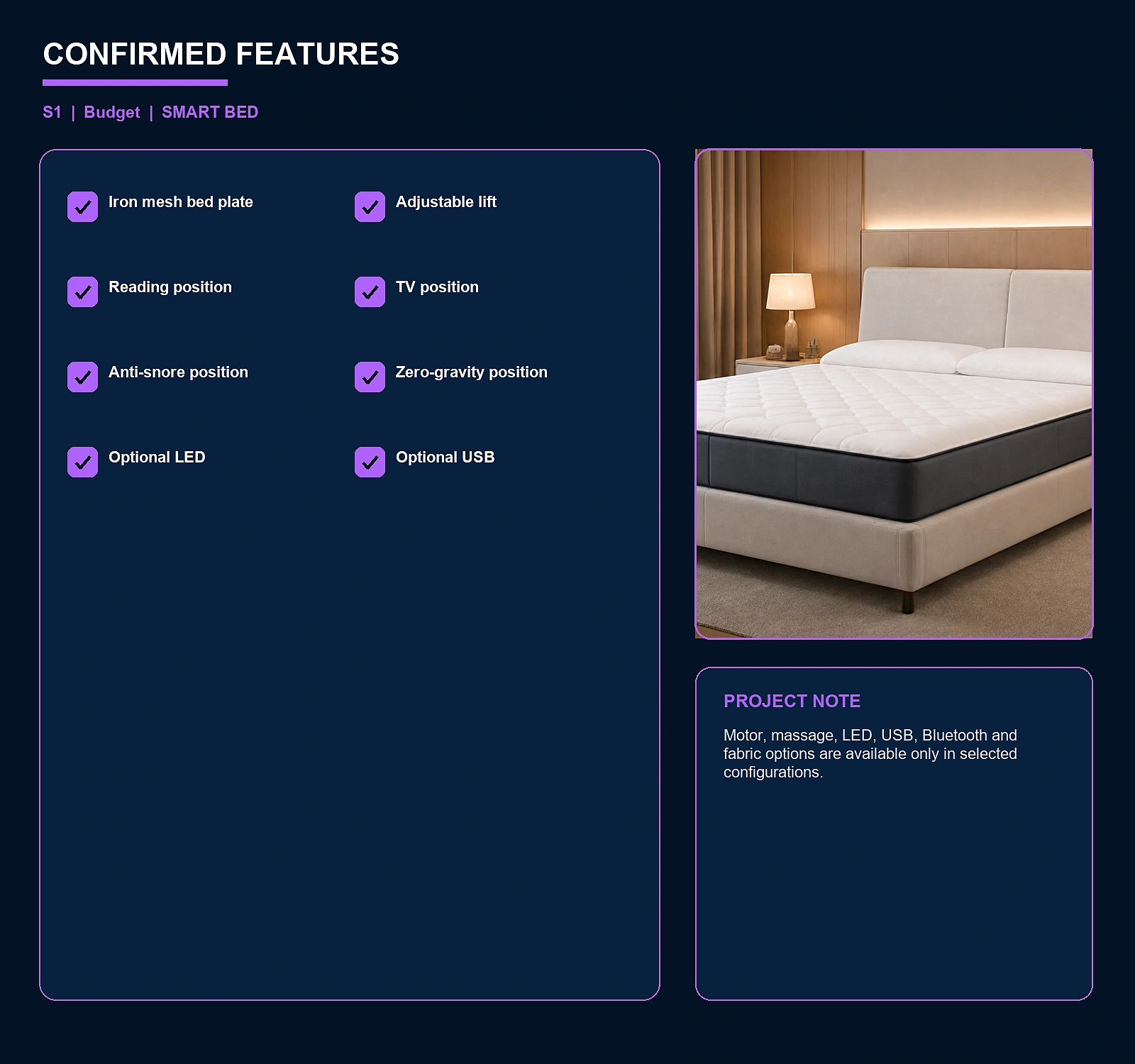 S1 Smart Bed - Iron Mesh Bed Plate Basic Model Key Features