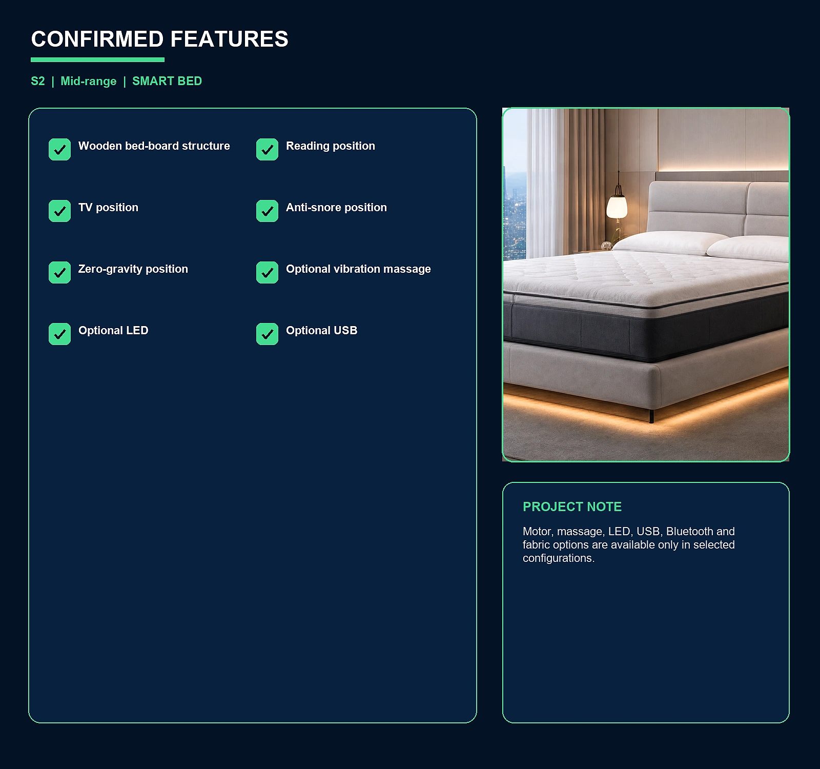 S2 Smart Bed - Wooden Bed Board Basic Model Key Features