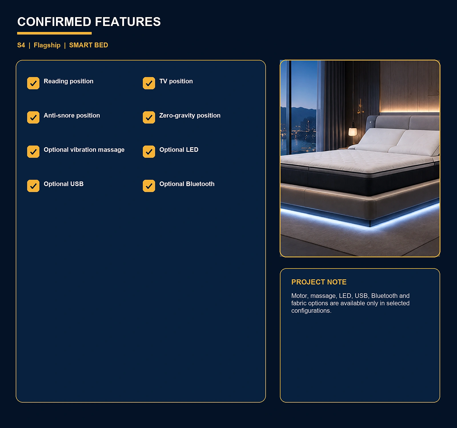 S4 Smart Bed With Border Key Features