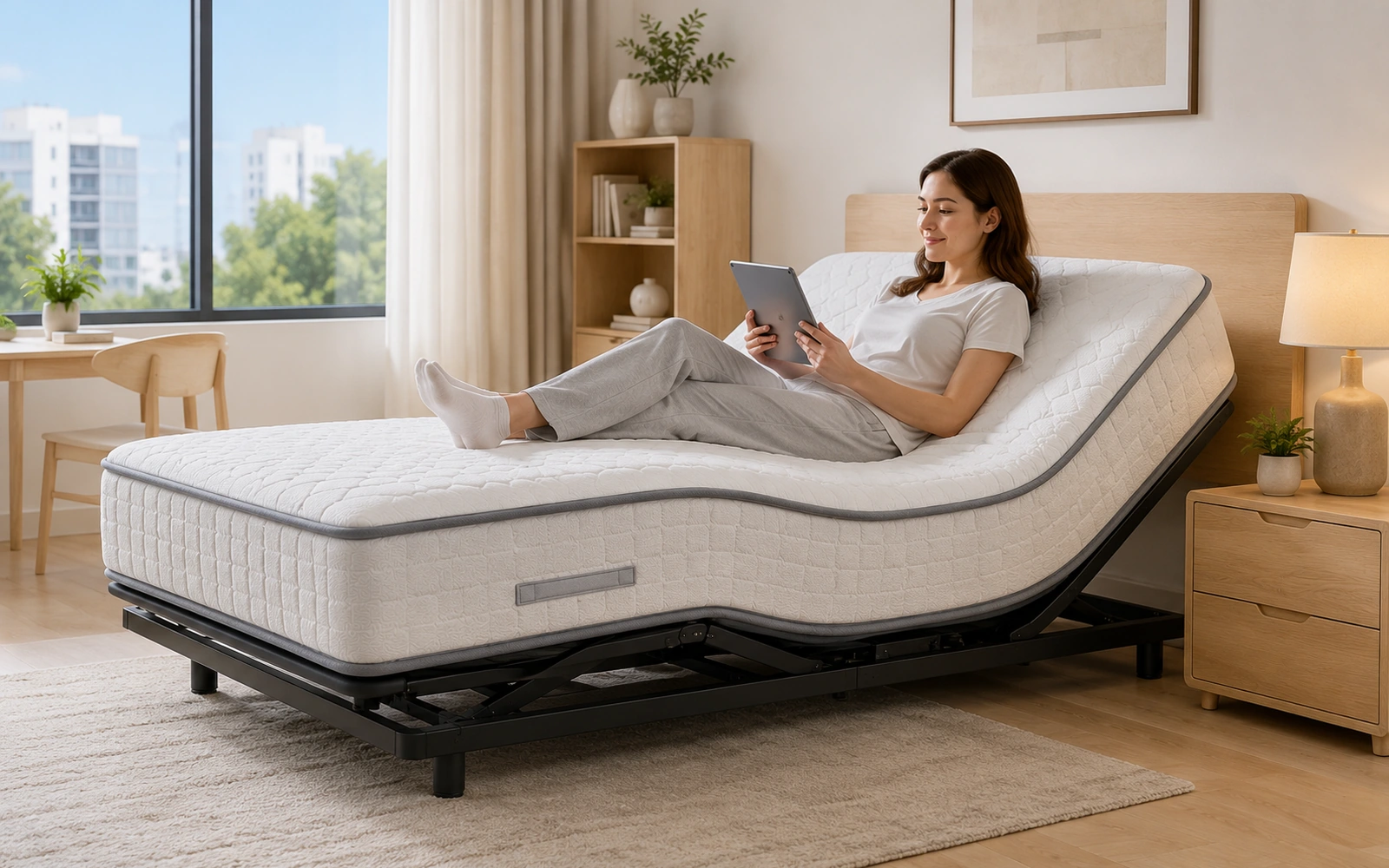 W1 smart mattress in a bright residential setting