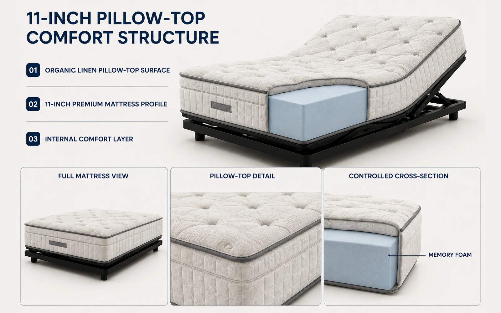 W3 11-inch pillow-top comfort structure