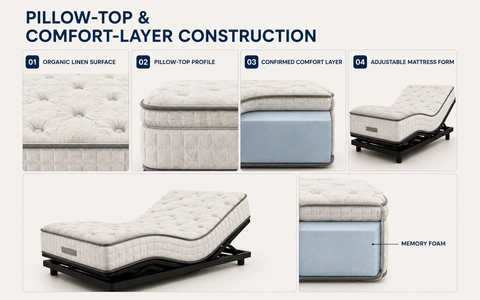 W3 pillow-top and comfort-layer construction