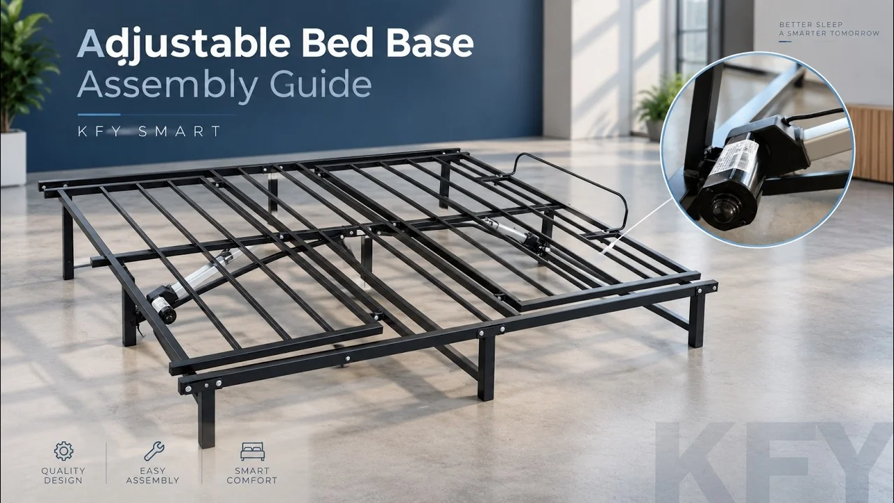Adjustable bed base components prepared for step-by-step assembly