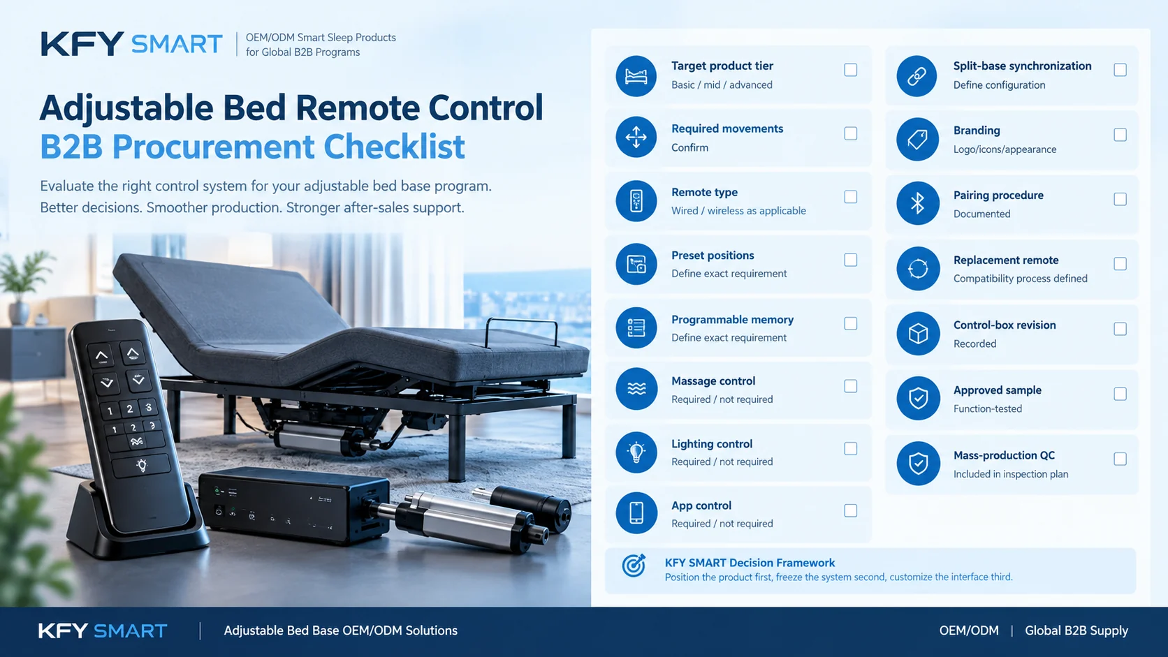 Adjustable bed remote control B2B procurement checklist
